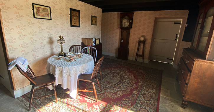 view of the living room inside Spain's Field Farm at Beamish Museum